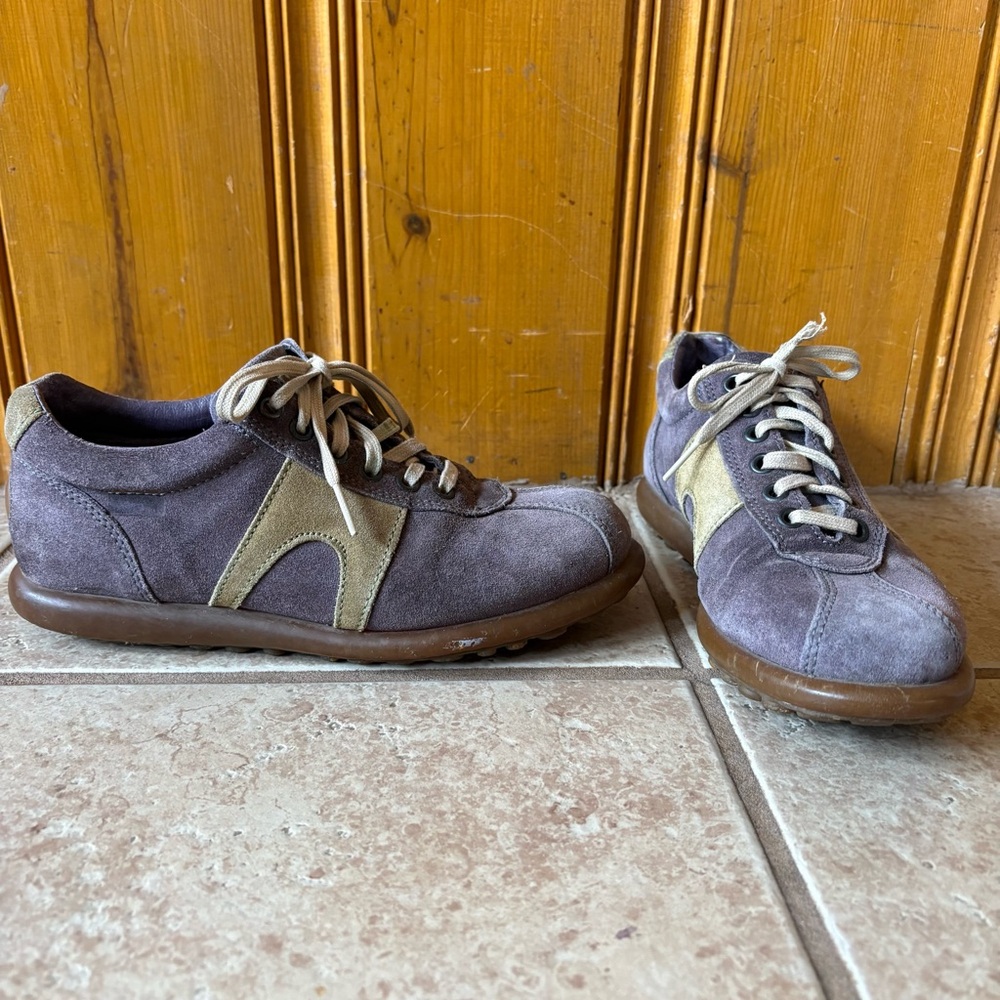 Camper Ariel Pelotas Suede Gray/Purple and Taupe Vintage Sneakers Size 38/8